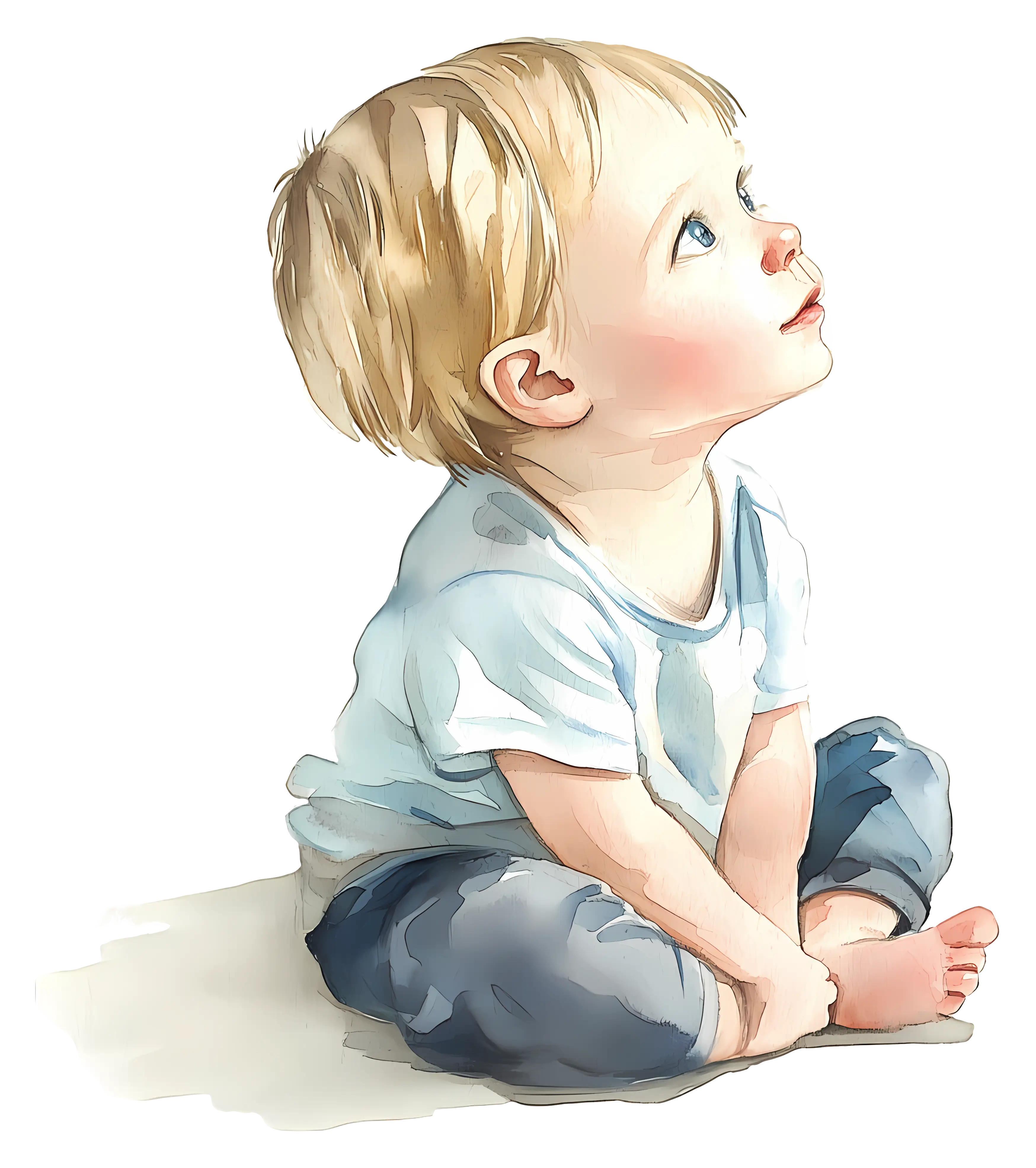 Baby Sitting Illustration in Soft Style