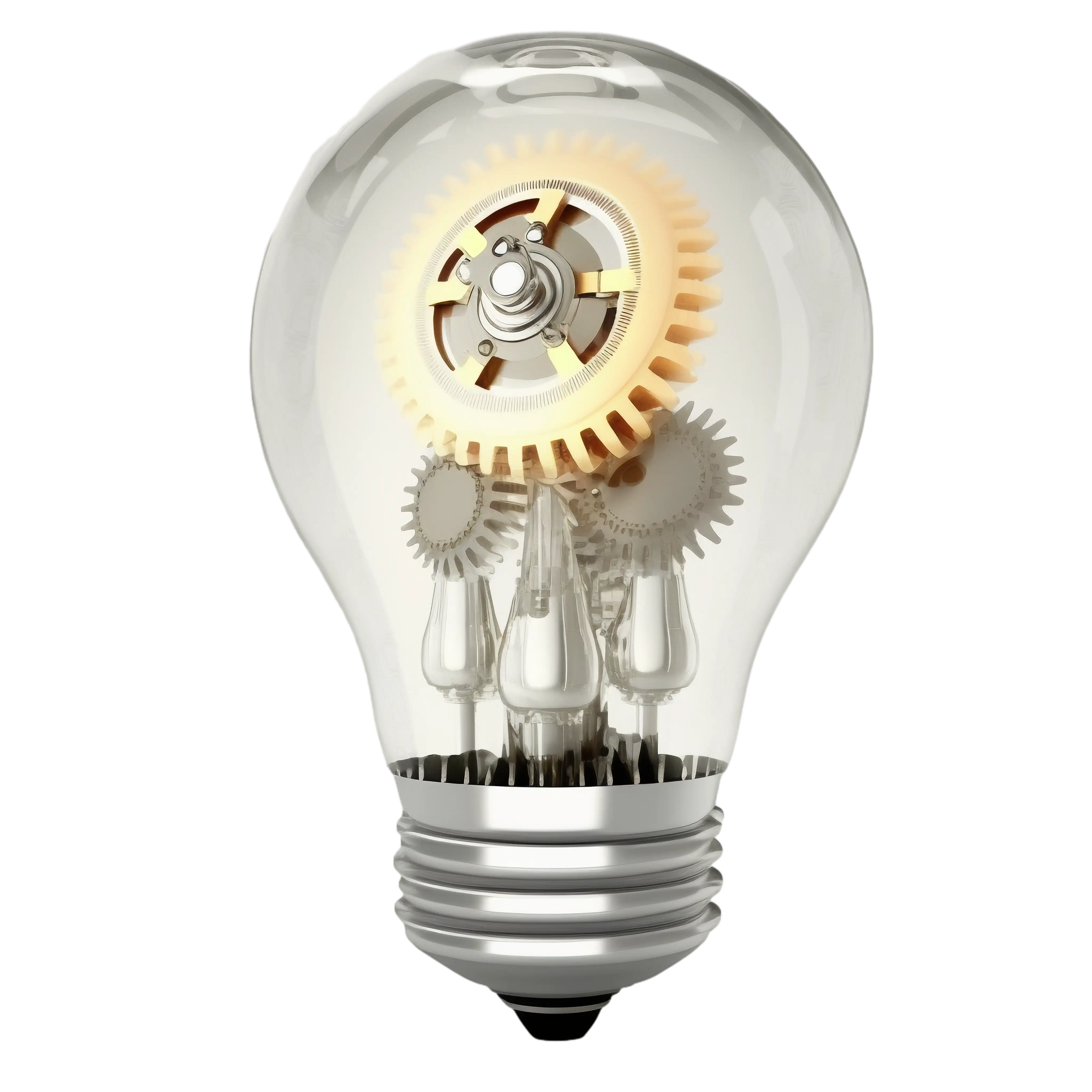 Light Bulb with Mechanical Gears Concept