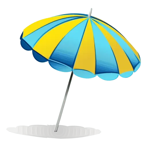 Bright Yellow and Blue Striped Umbrella Illustration