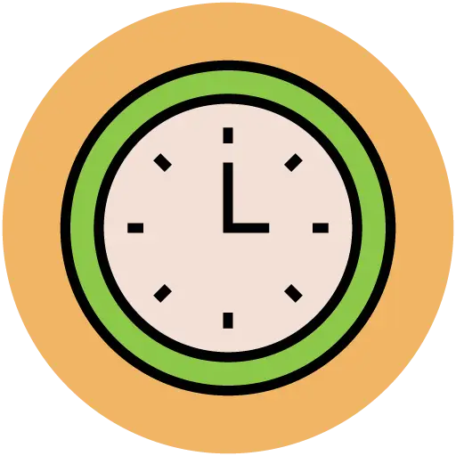 Clock Illustration with Green and Orange Design