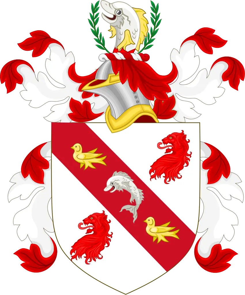 Coat of Arms Design with Red and White Details