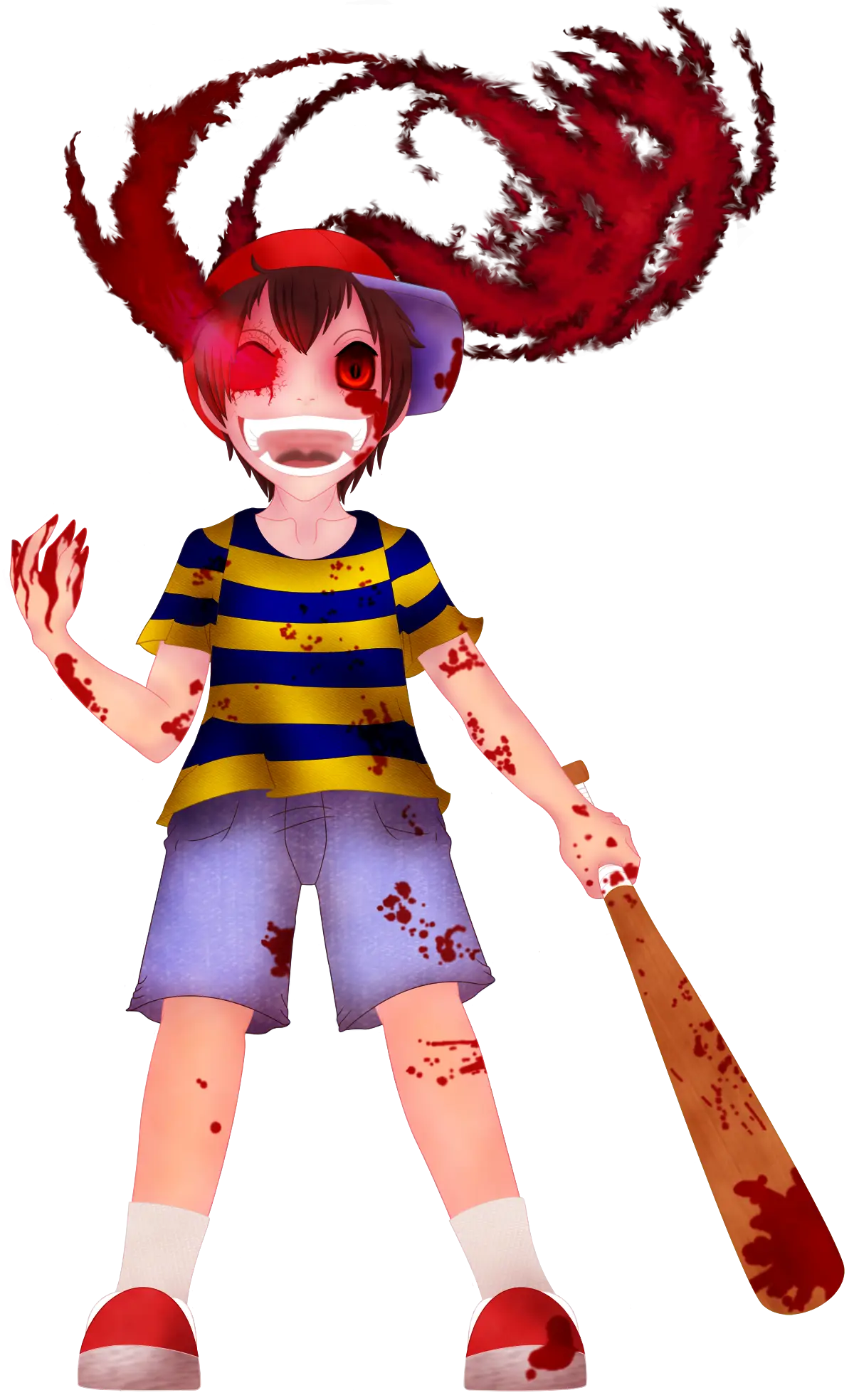 Creepy Bloody Character with a Bat