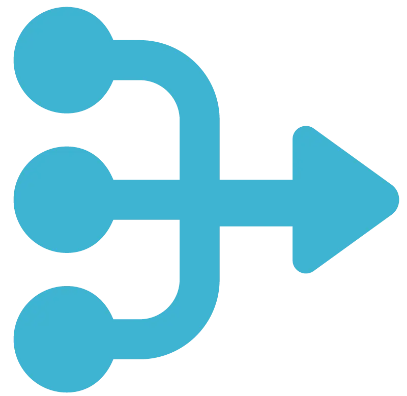 Blue Flowchart Symbol with Arrow