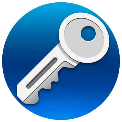 Silver Key with Blue Background