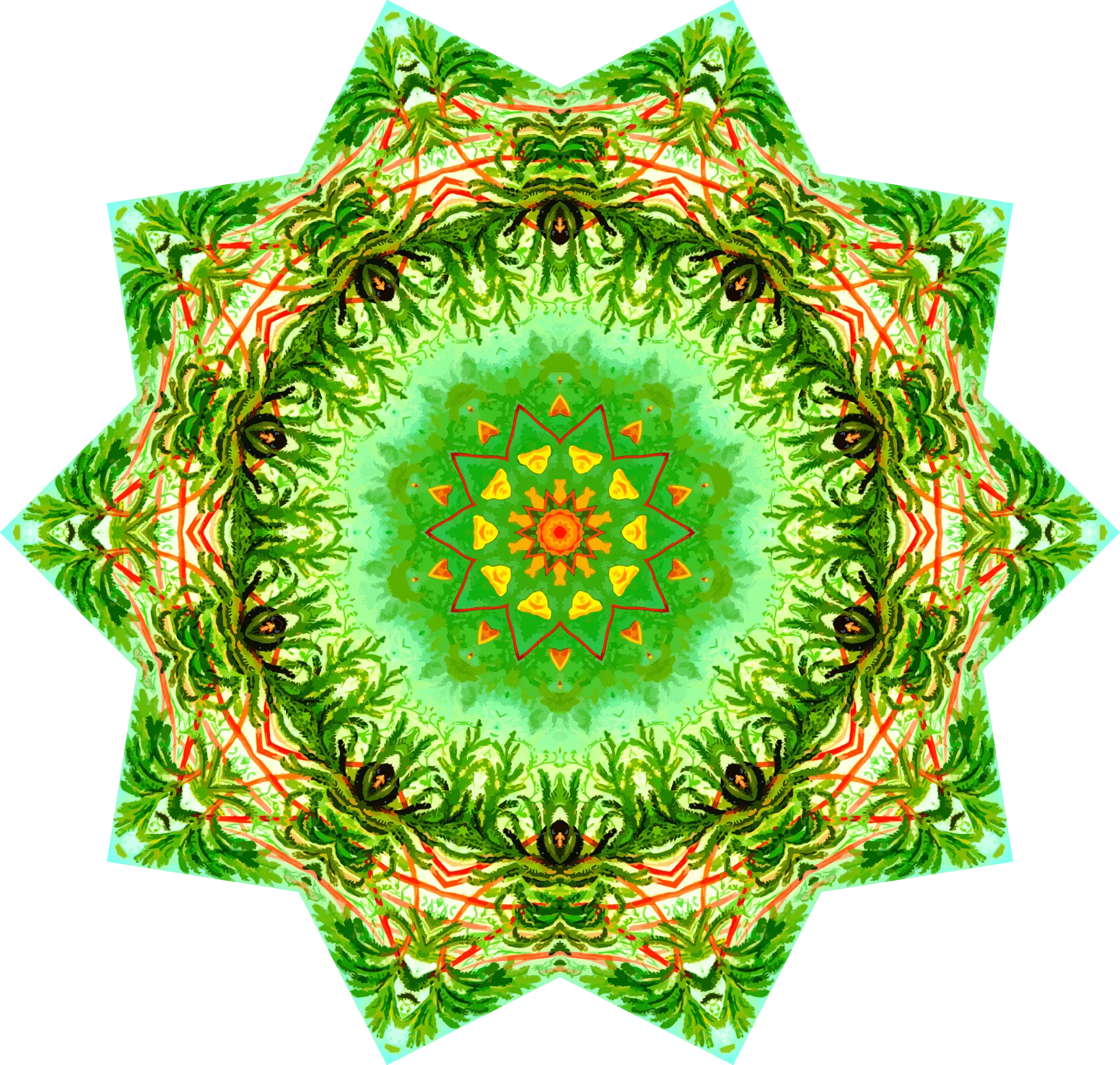 Green Kaleidoscopic Mandala