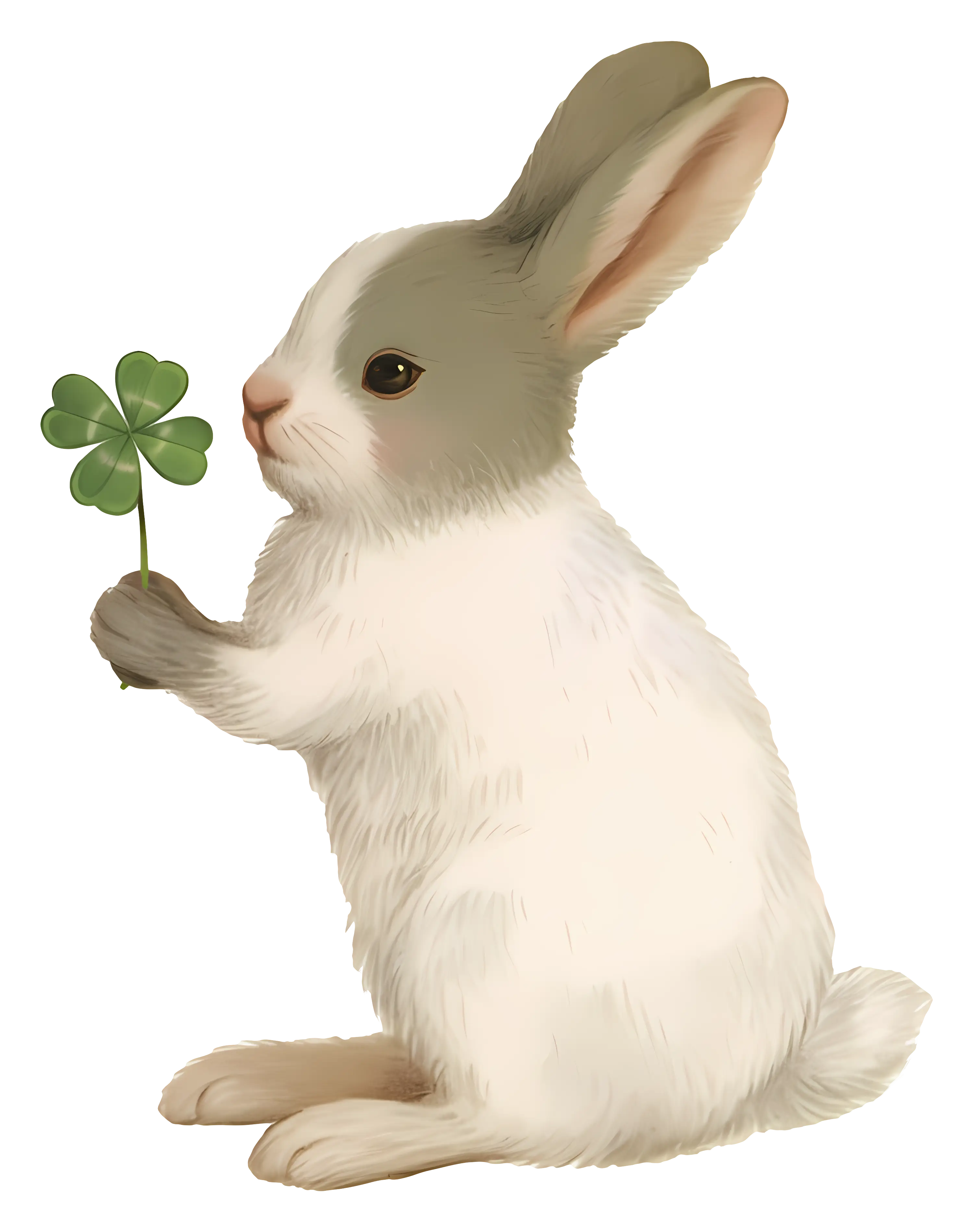 Rabbit Holding a Clover