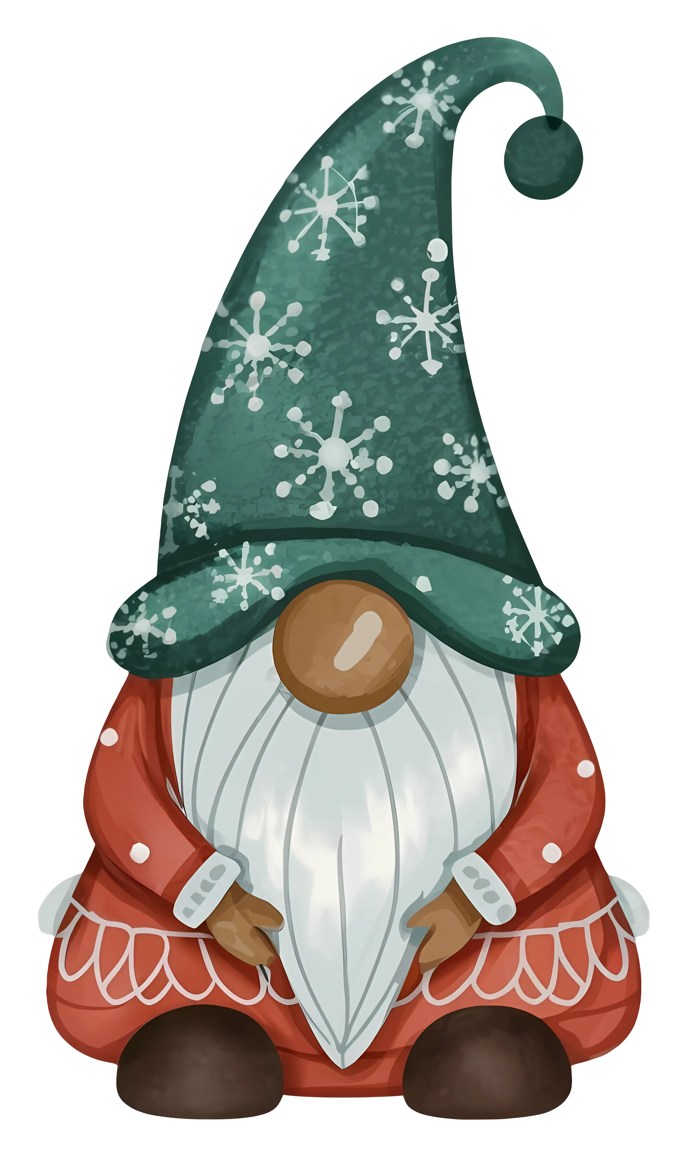 Cheerful Festive Gnome with Snowflake Hat
