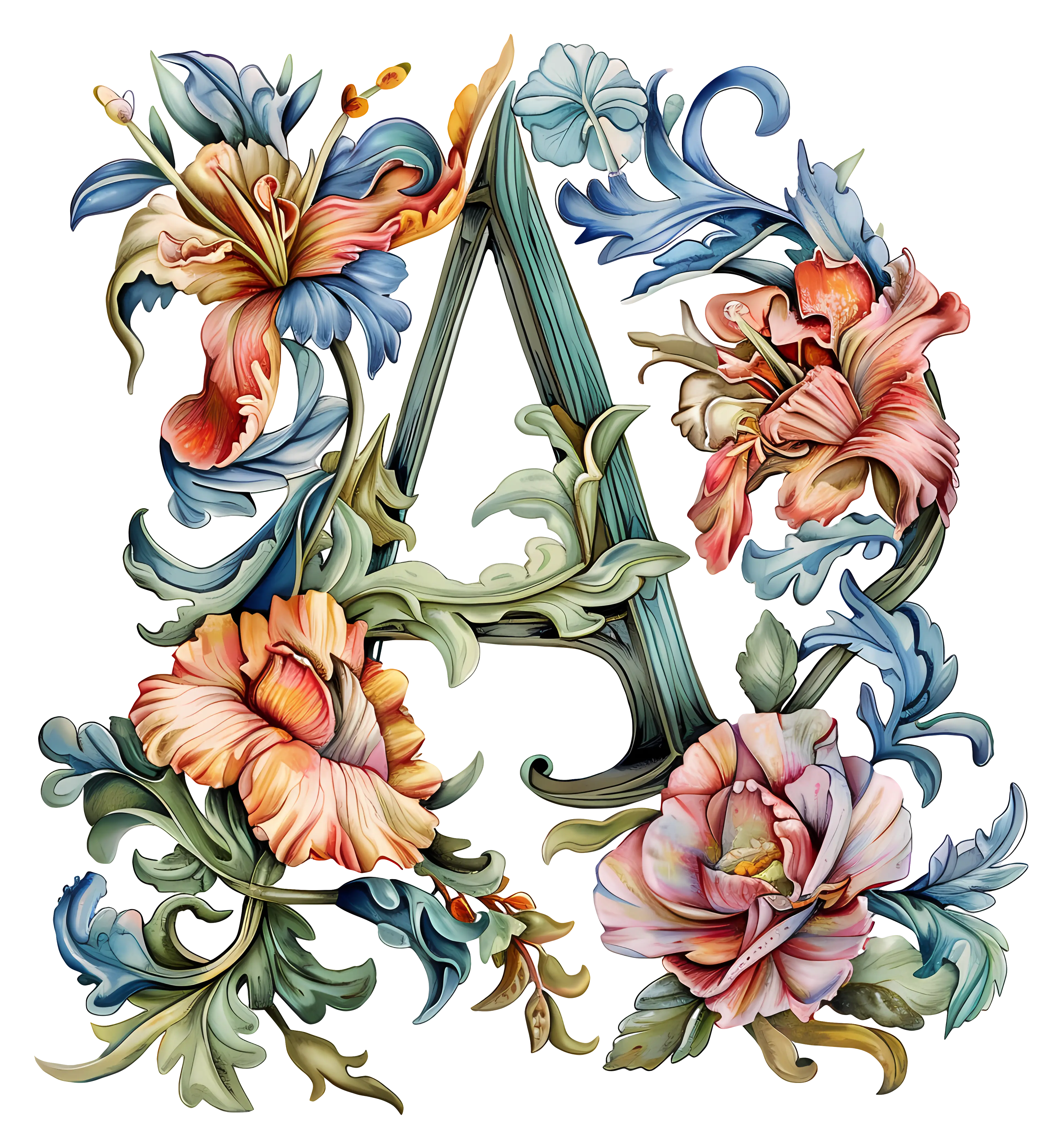 Decorative Floral Letter A