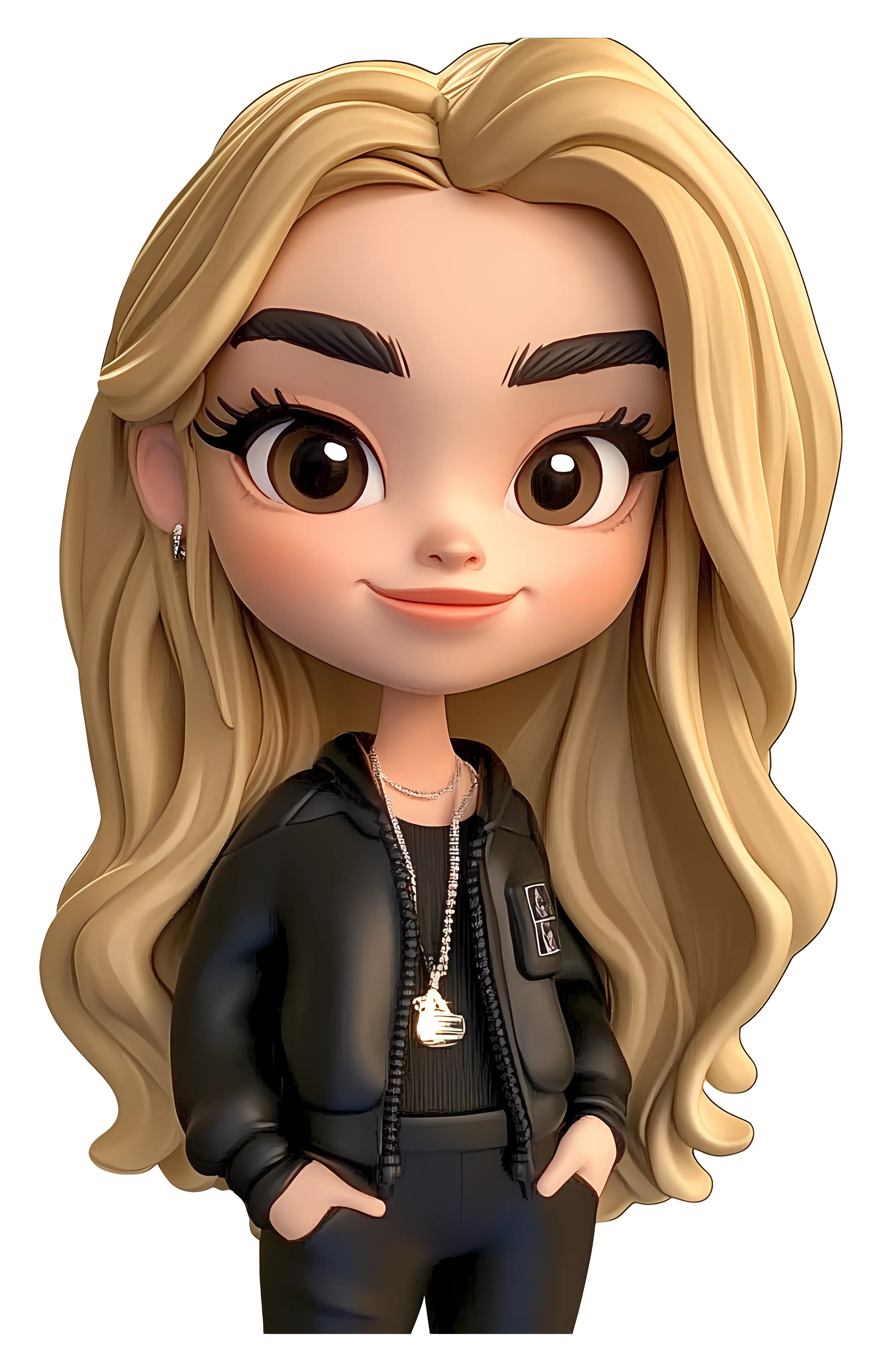 Cartoon Girl in Black Outfit