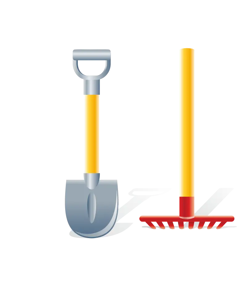 Shovel and Rake for Gardening