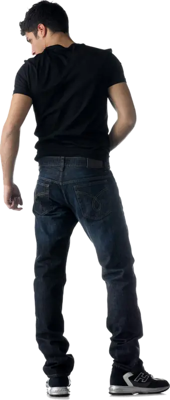 Casual Man in Black Shirt and Jeans