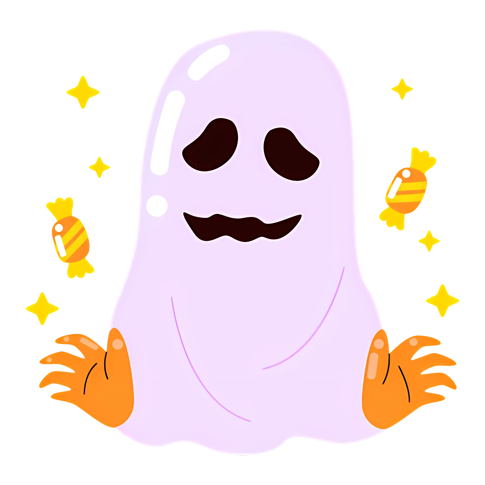 Happy Purple Ghost with Candy