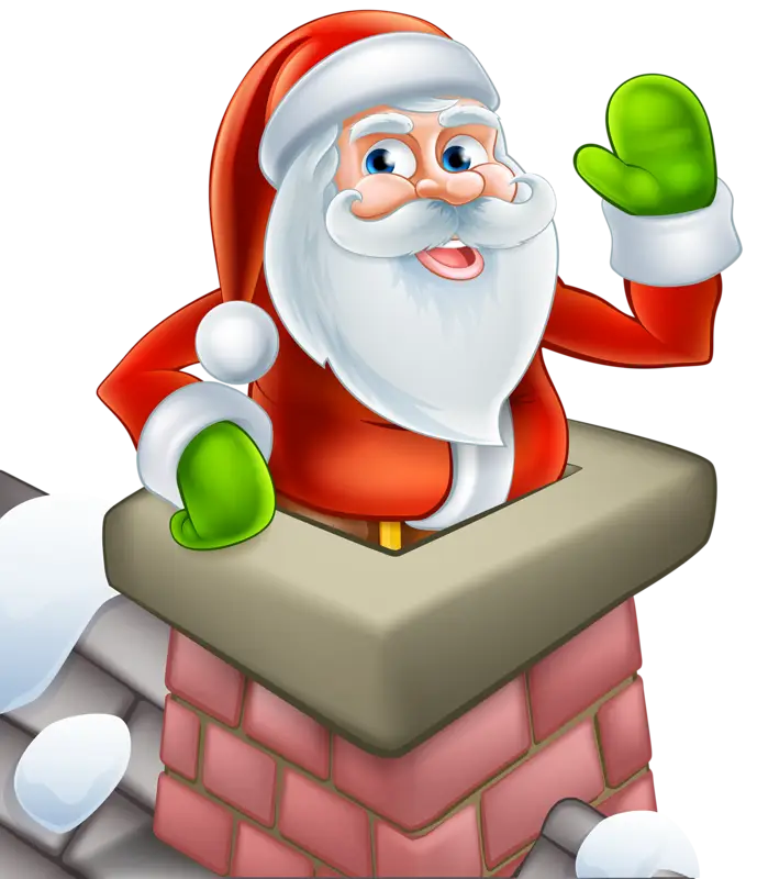 Santa Claus Waving from Chimney for Christmas