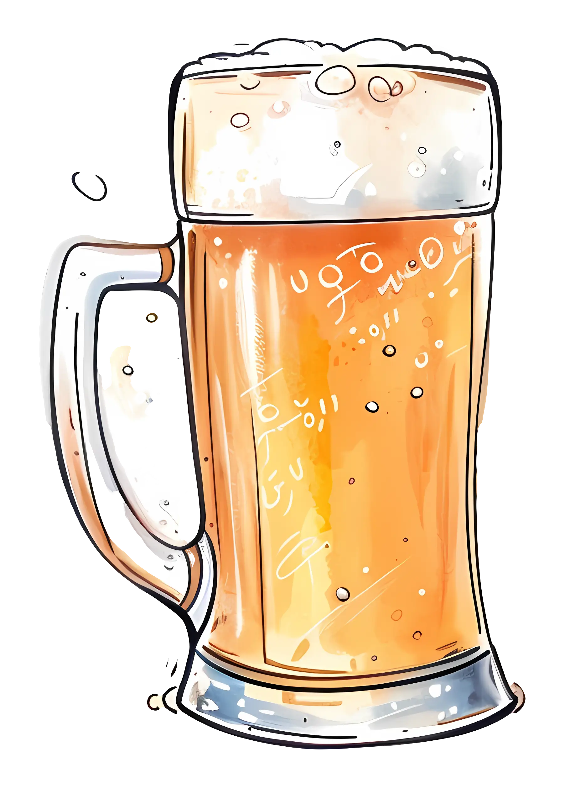 Illustrated Beer Mug with Frothy Top