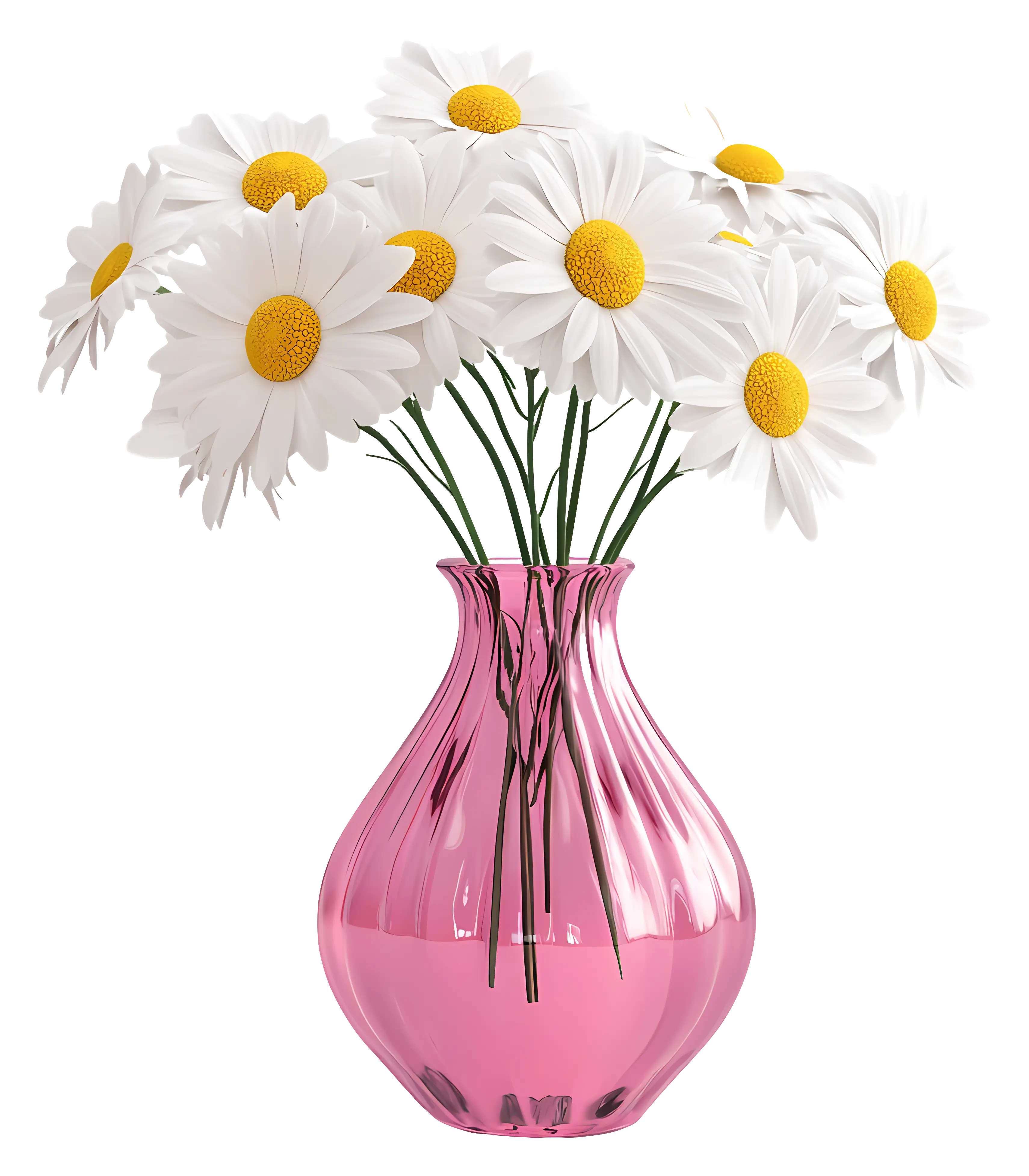 Pink Vase with Daisies