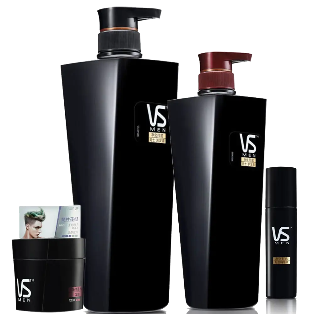 Black Shampoo and Hair Care Product Set
