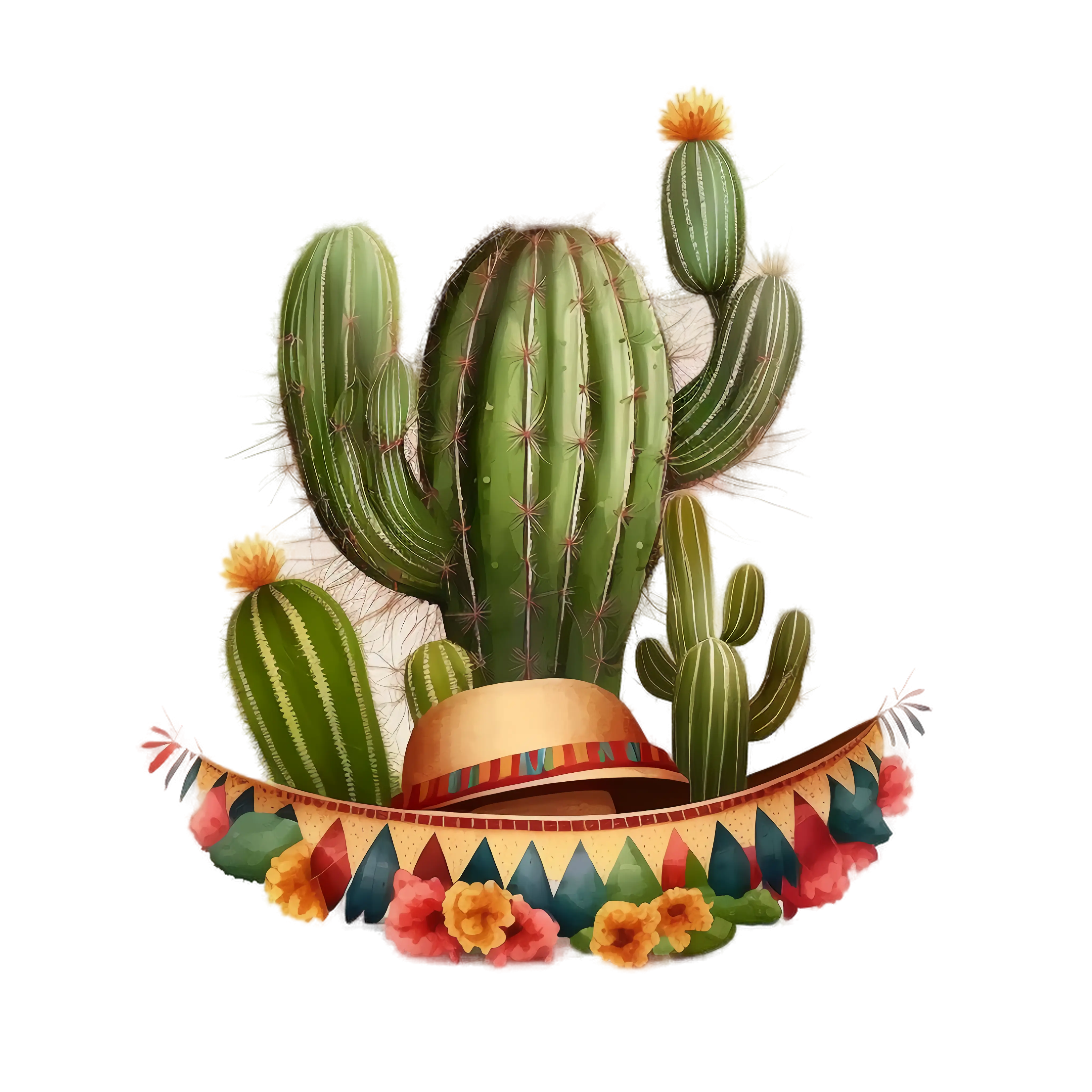Cactus and Sombrero Festive Illustration