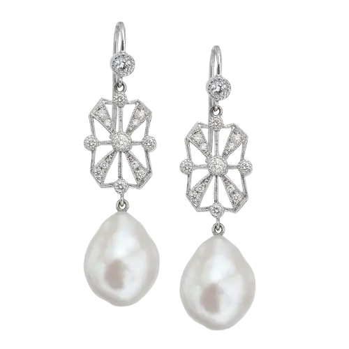 Elegant Pearl and Diamond Earrings