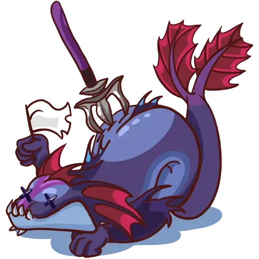 Defeated Purple Dragon Cartoon