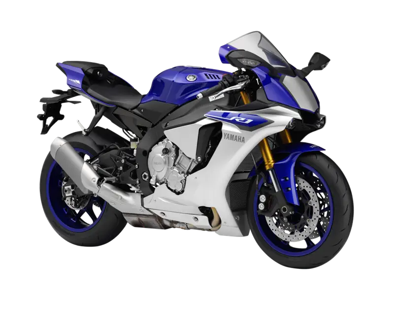Blue and White Sports Motorcycle