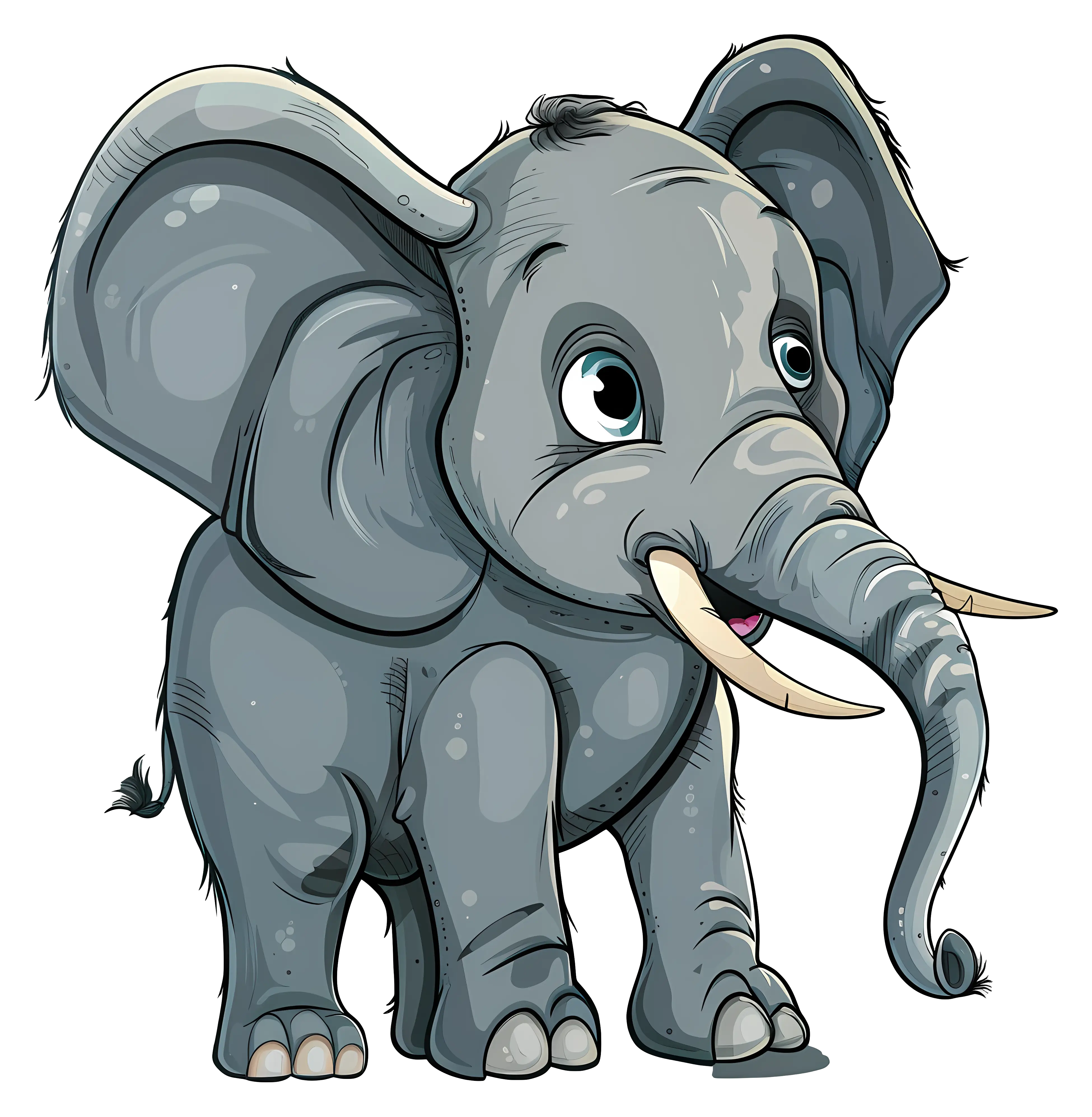 Adorable Cartoon Elephant with Big Ears