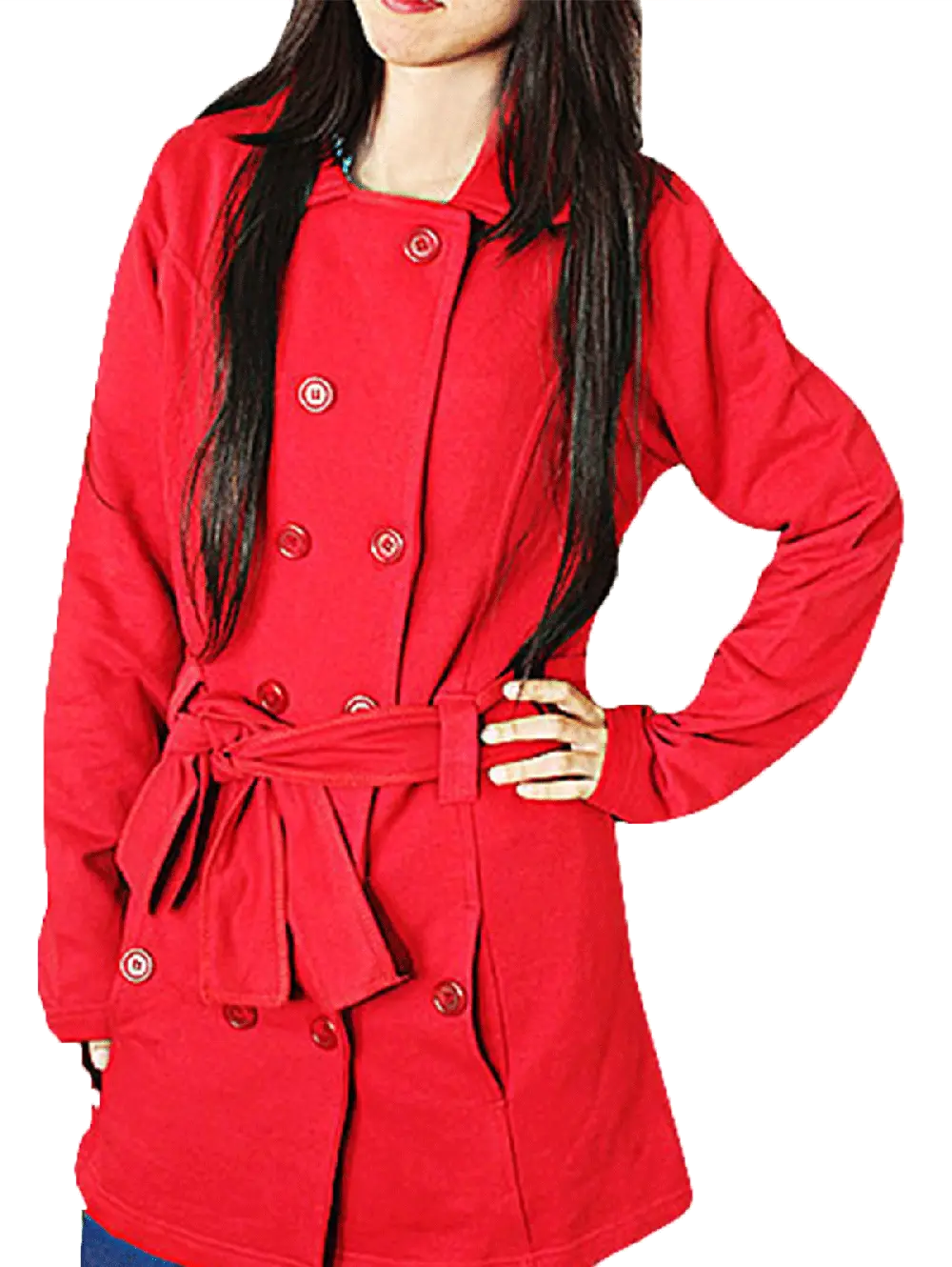 Stylish Red Coat with Belt