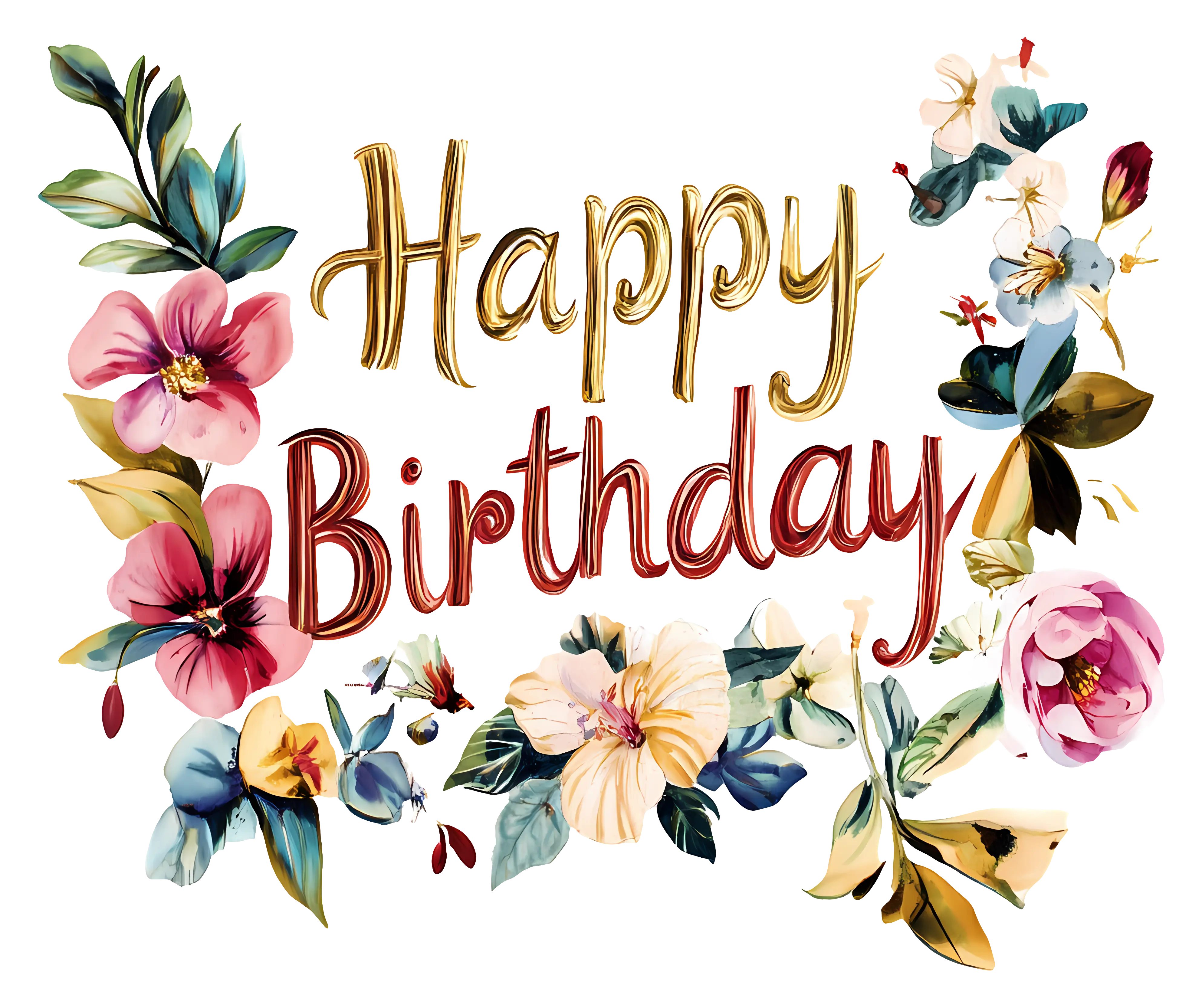 Happy Birthday with Floral Design