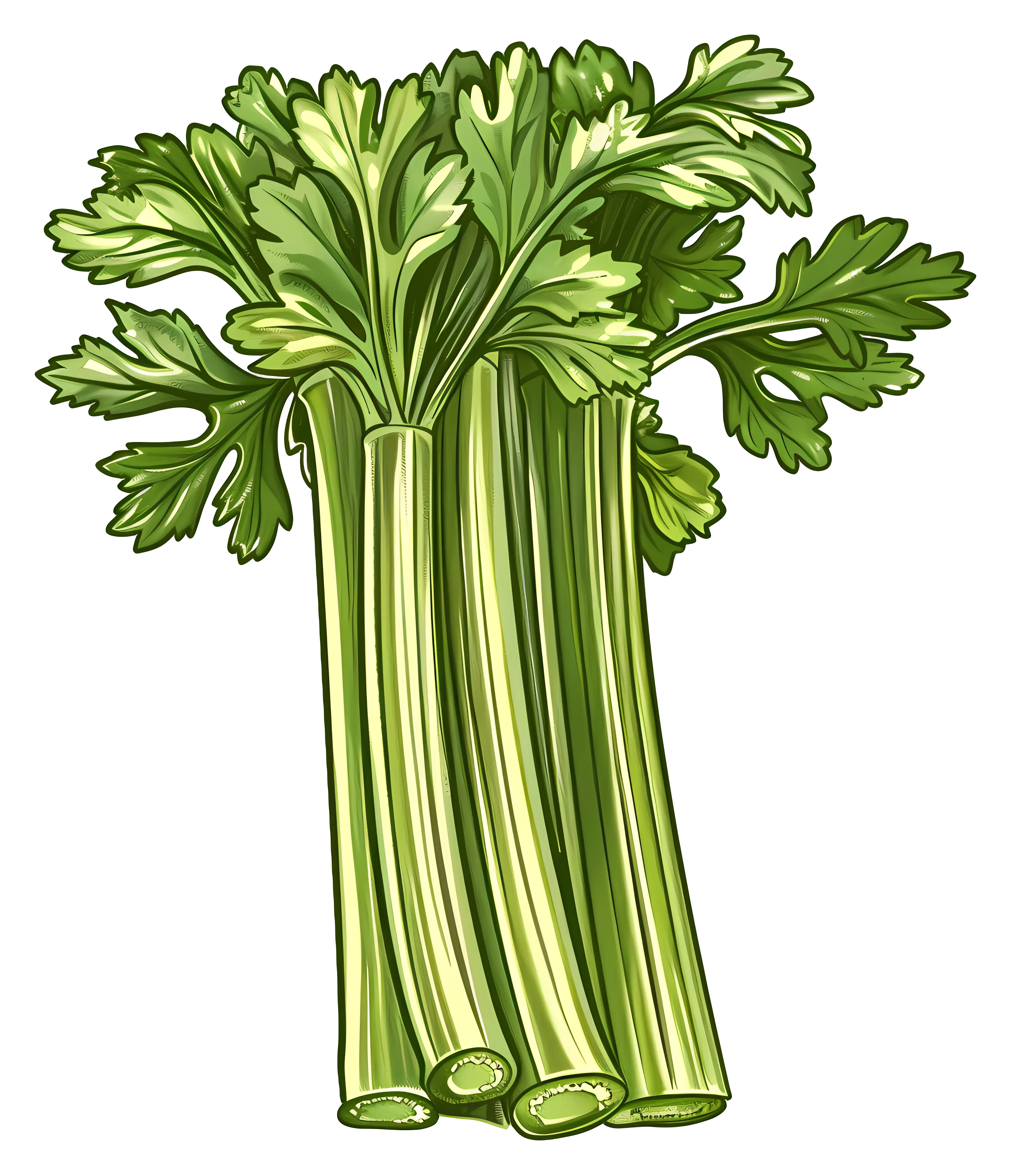 Celery Stalks with Green Leaves Illustration