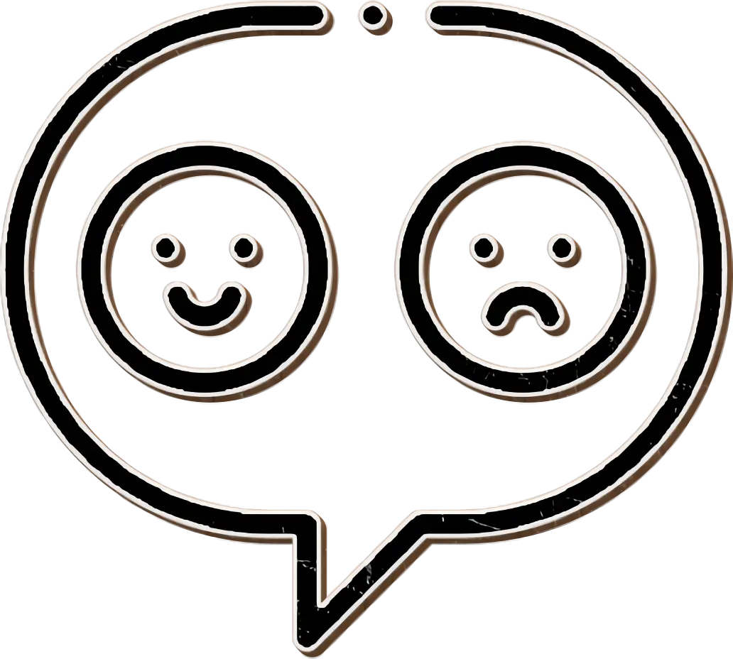 Happy and Sad Emoticons in Speech Bubble