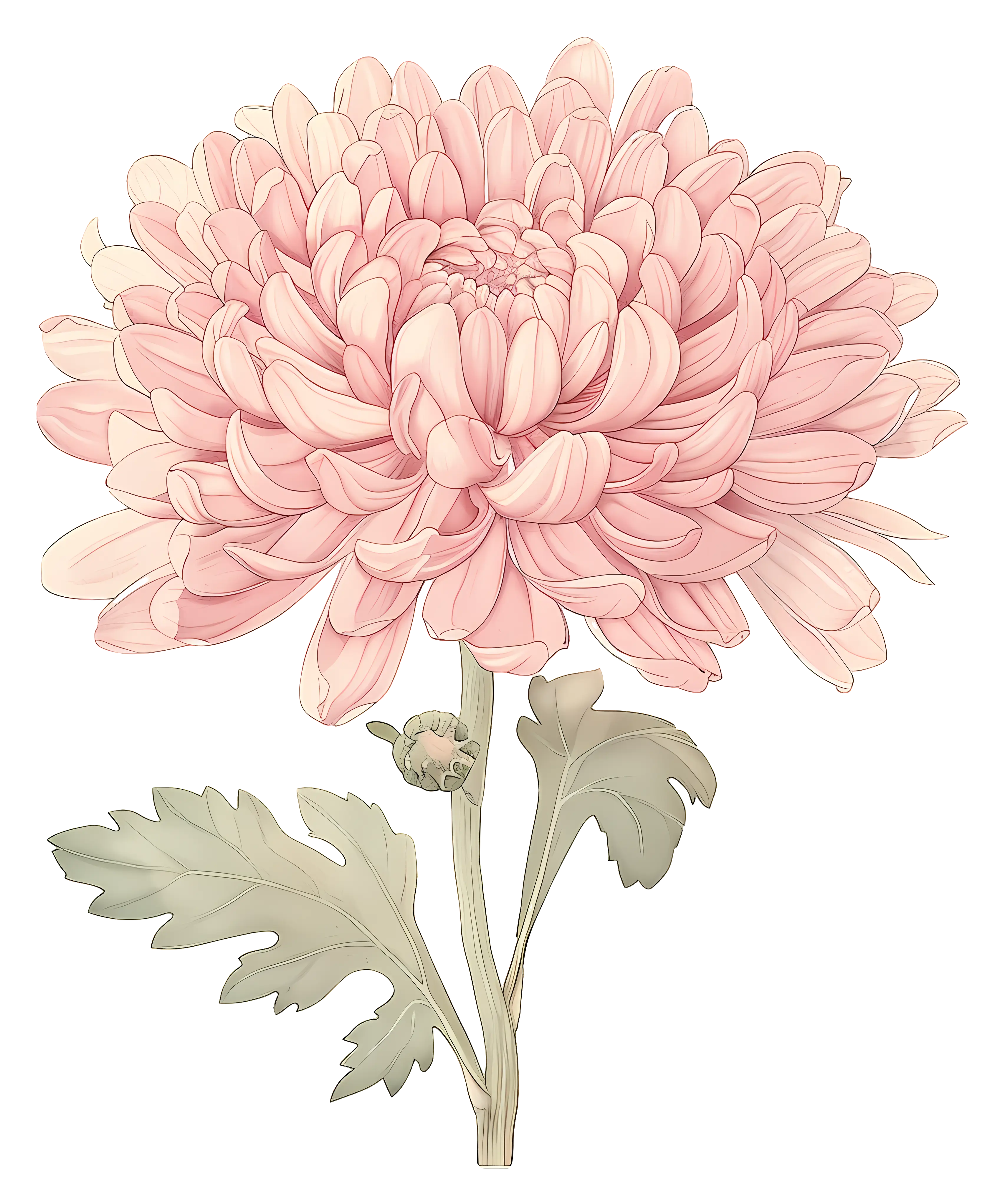 Elegant Pink Chrysanthemum Illustration
