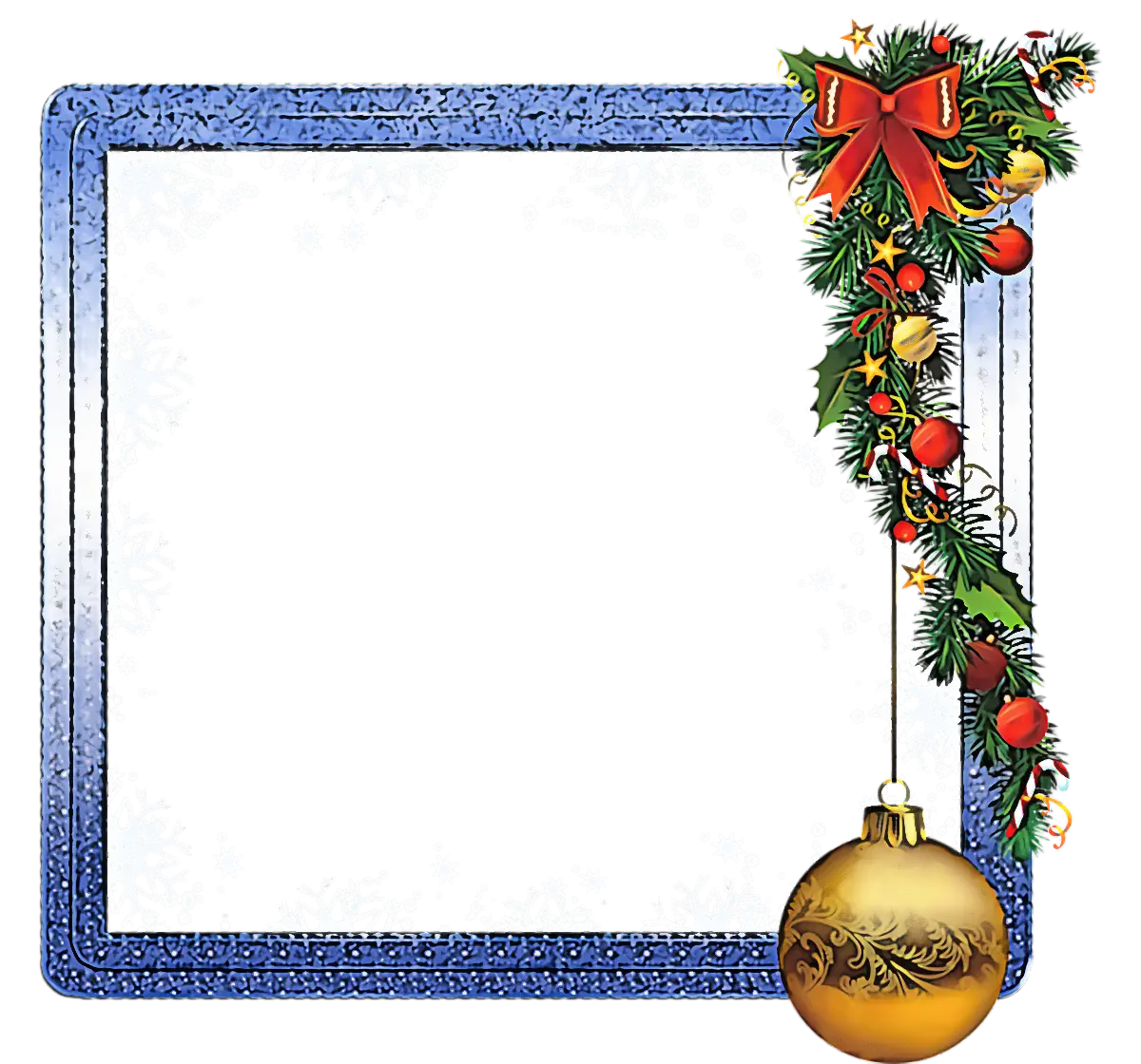 Blue Sparkling Christmas Frame with Ornament Decor