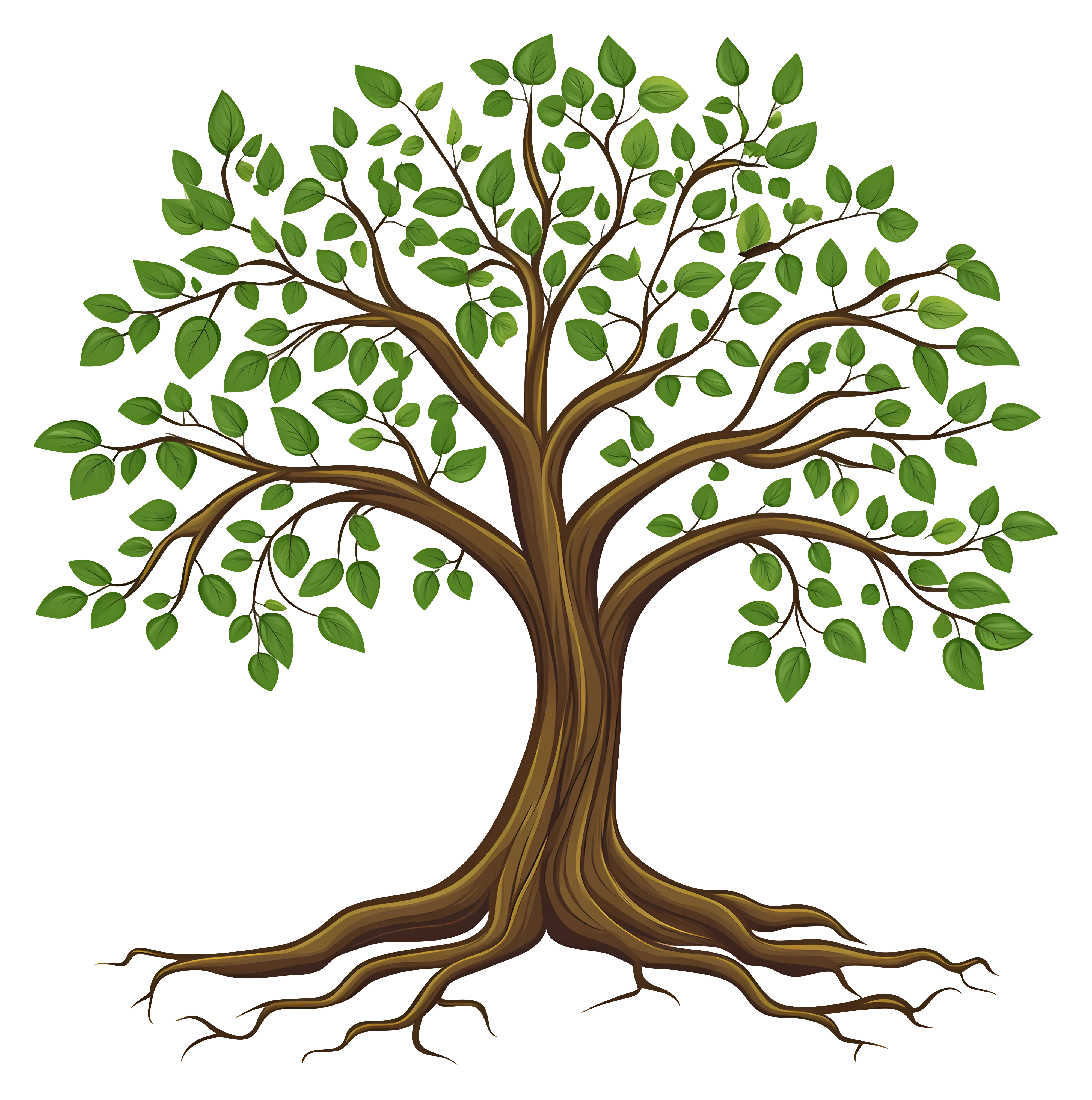 Green Tree with Roots Illustration
