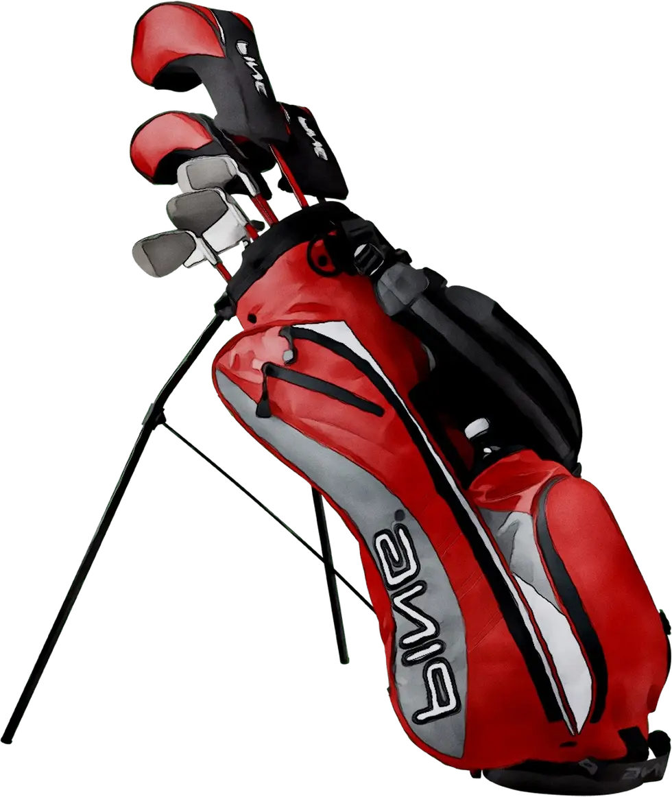 Red Golf Bag with Golf Clubs