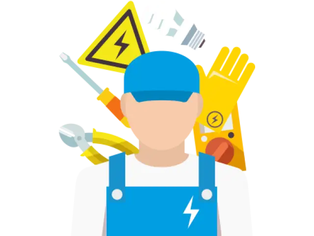 Electrician with Tools and Safety Gear