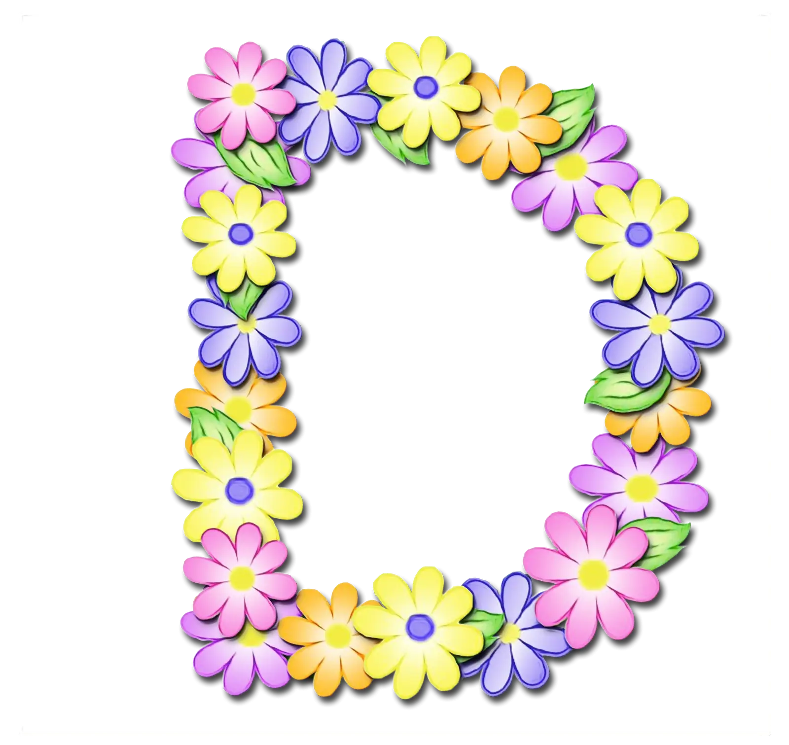 Colorful Flower Letter D Illustration