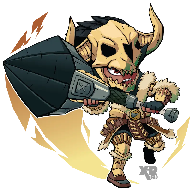 Cartoon Warrior with Hammer