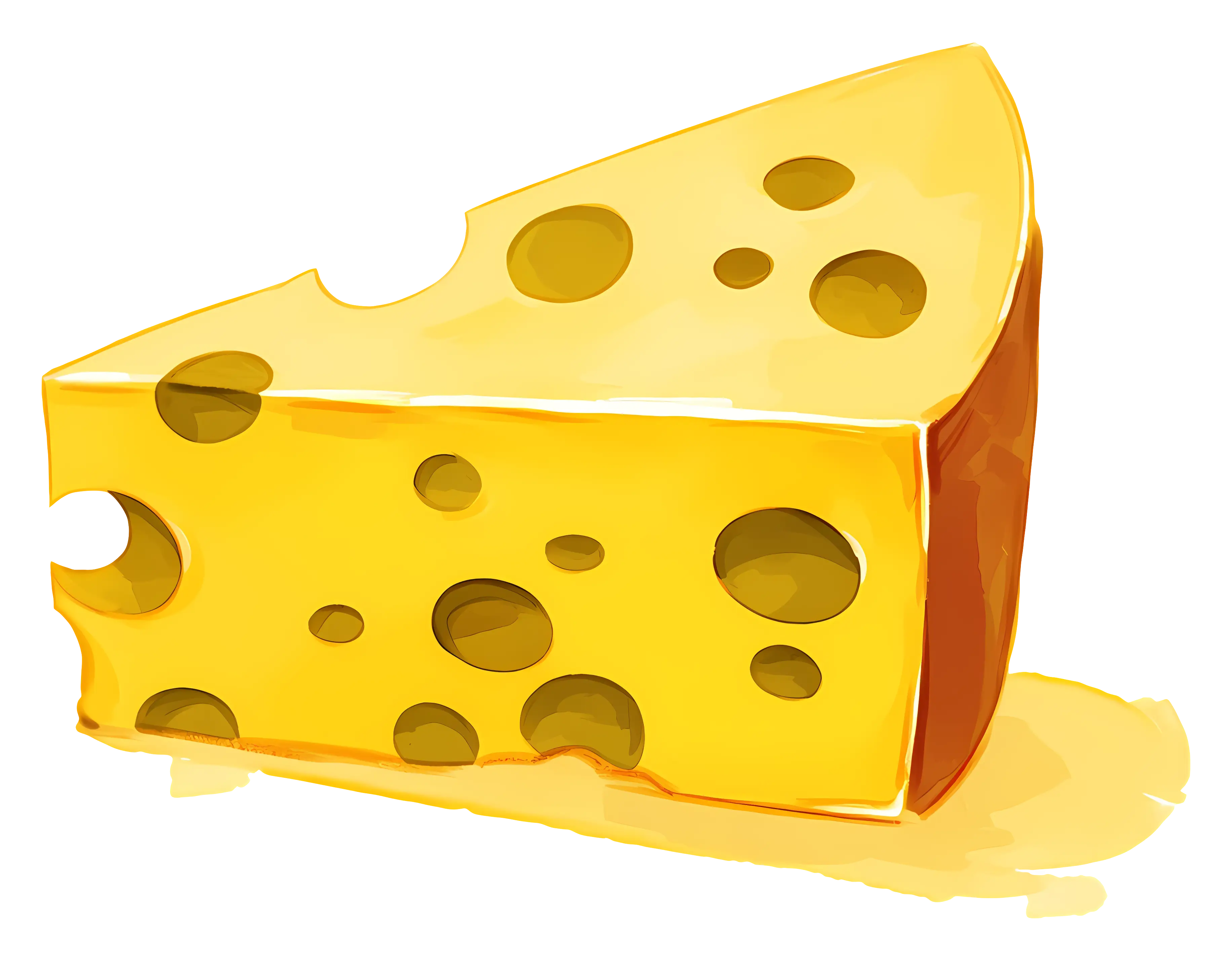 Cheese Wedge with Holes in Cartoon Style