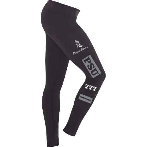 Black Fitness Leggings with Printed Design