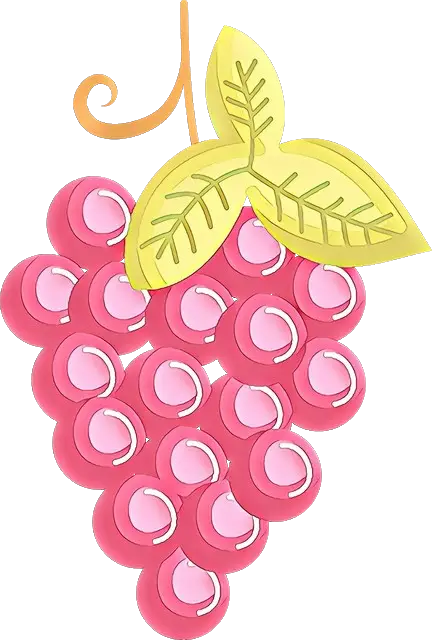 Pink Cartoon Grapes with Leaf