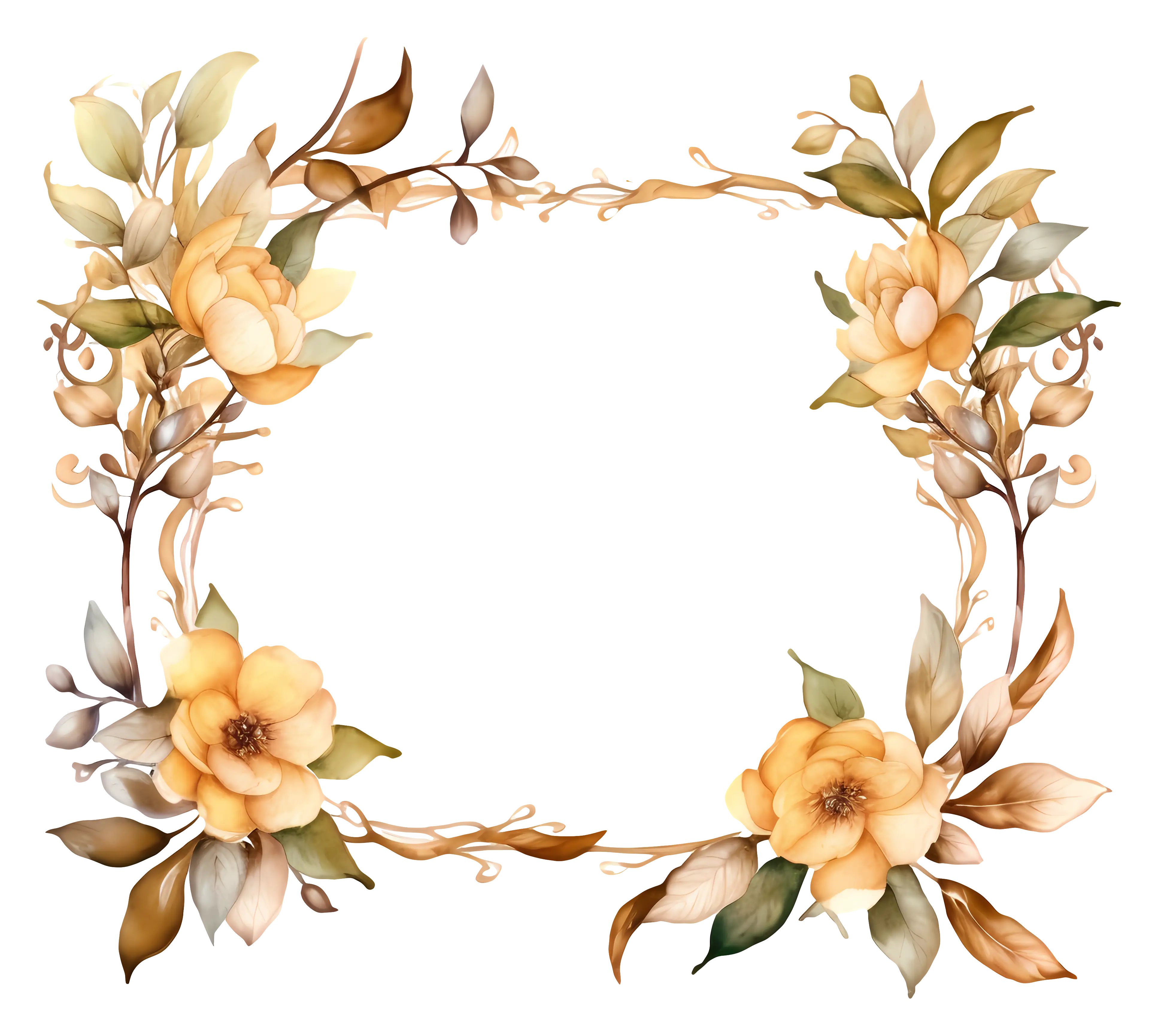 Decorative Floral Frame with Yellow Flowers