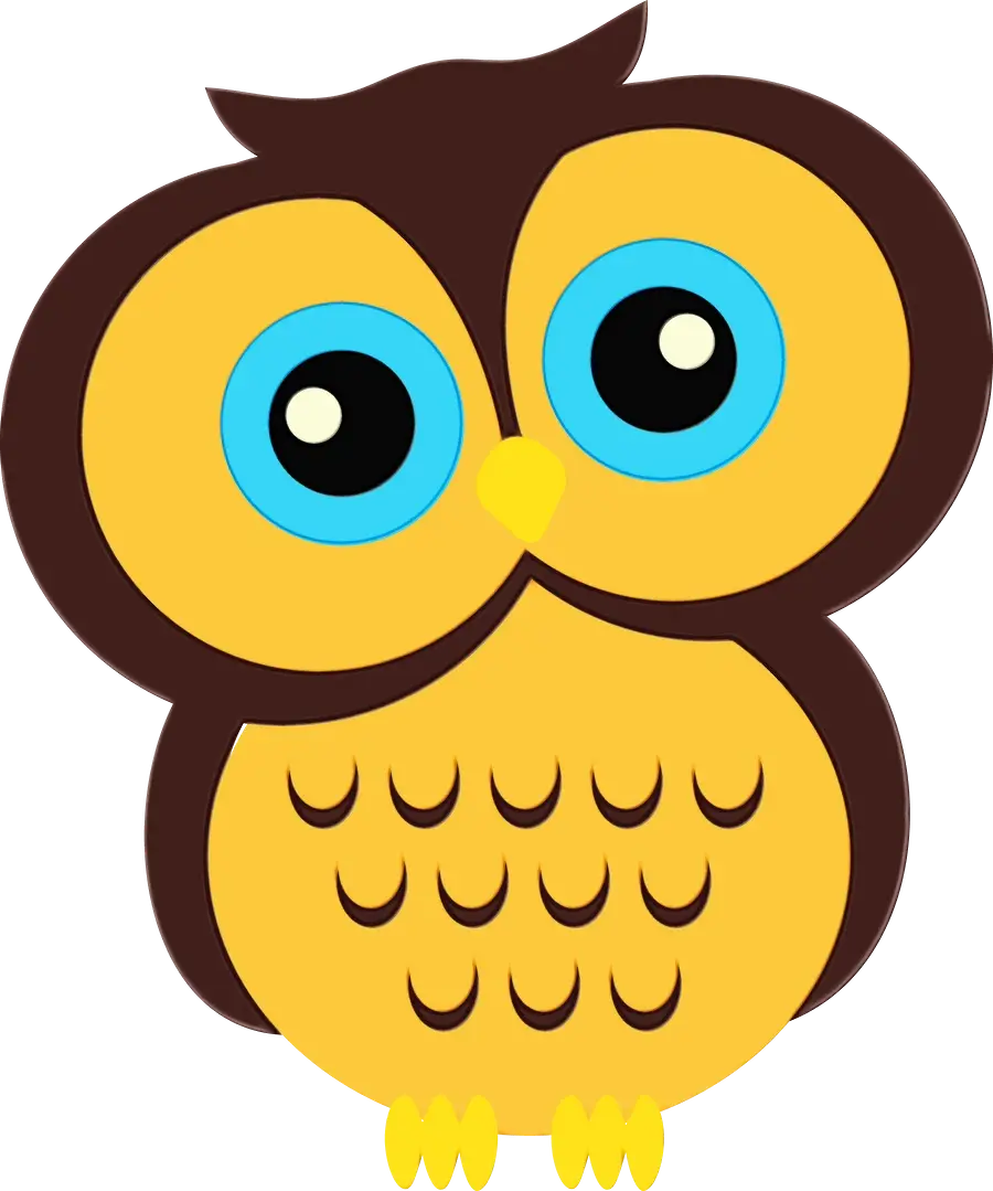 Cartoon Owl with Big Blue Eyes