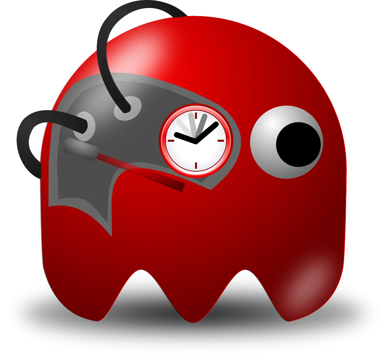 Red Cartoon Ghost with Clock
