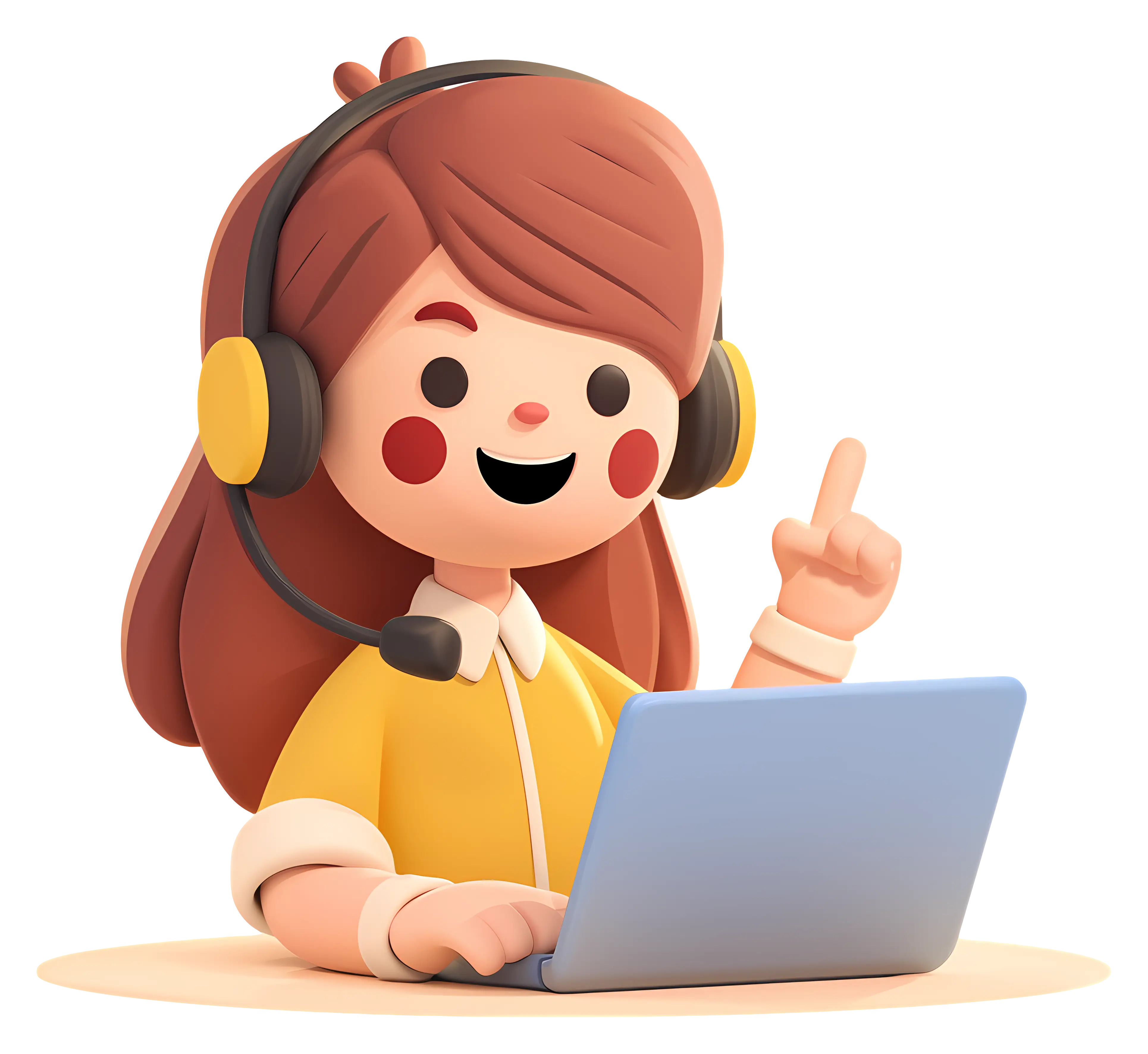 Cartoon Woman Working in Customer Support