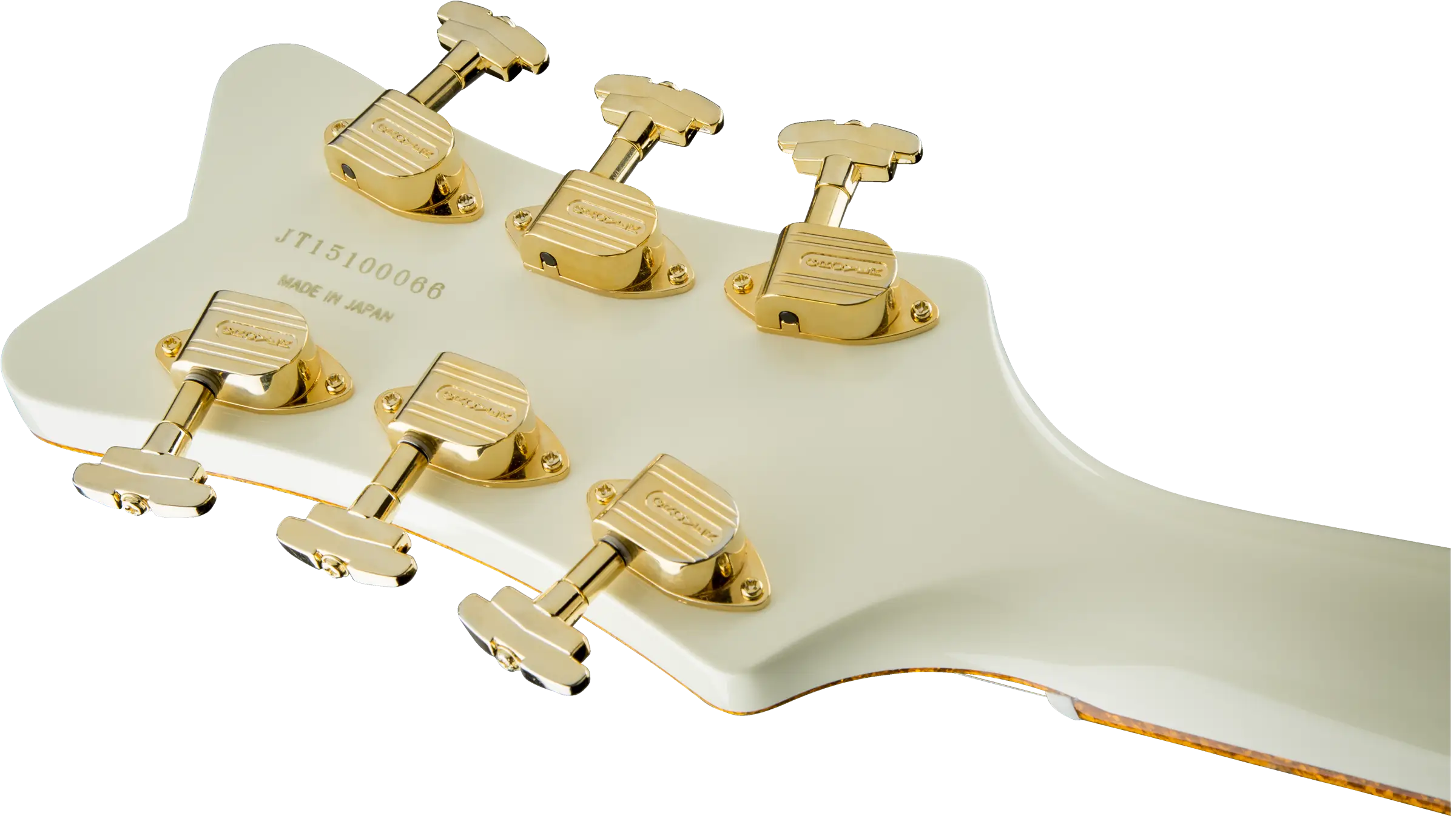 White Guitar Headstock with Golden Tuners