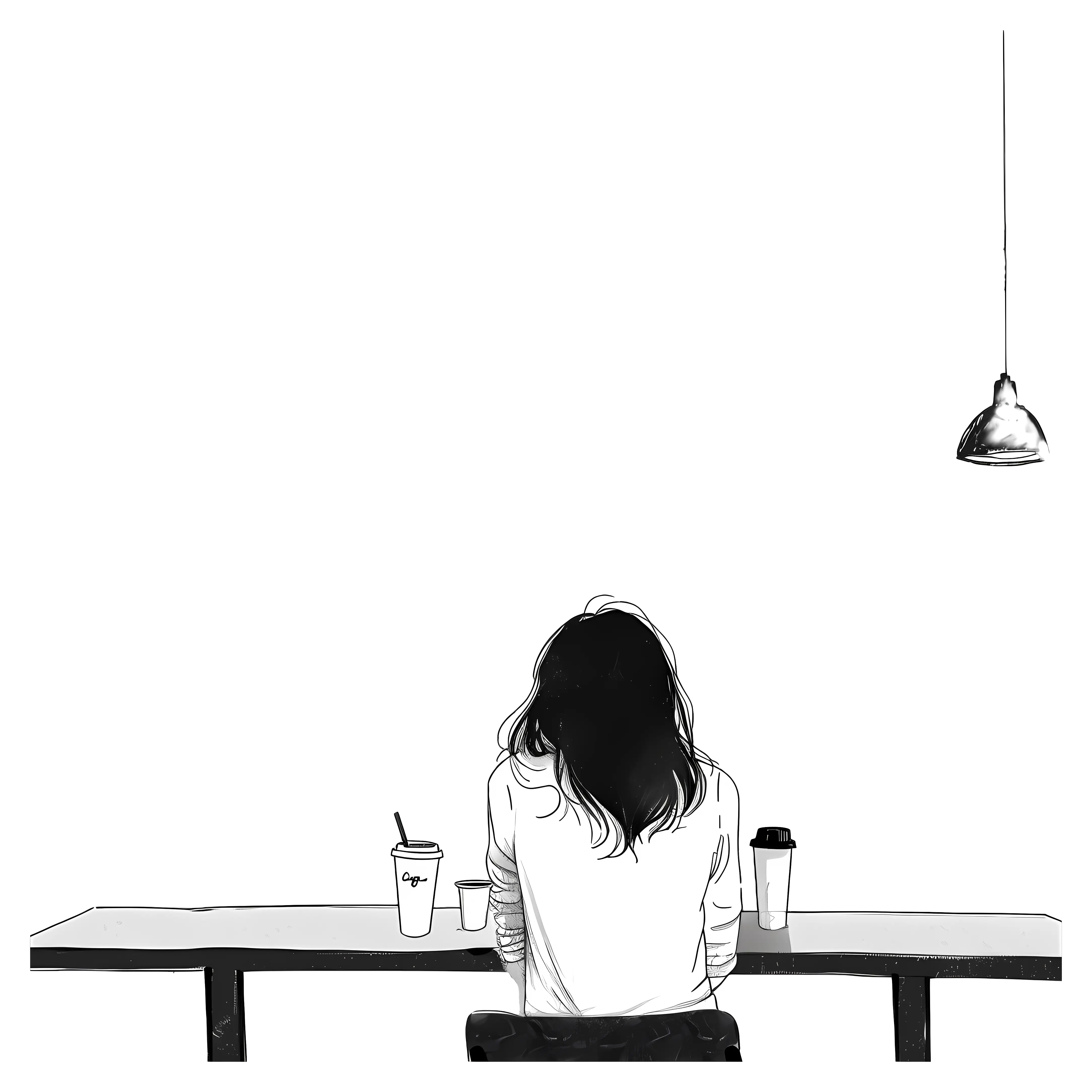 Woman Sitting Alone at Table