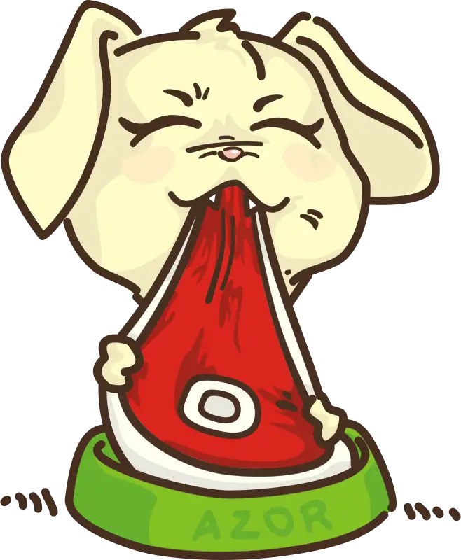 Cute Dog Eating Meat Cartoon