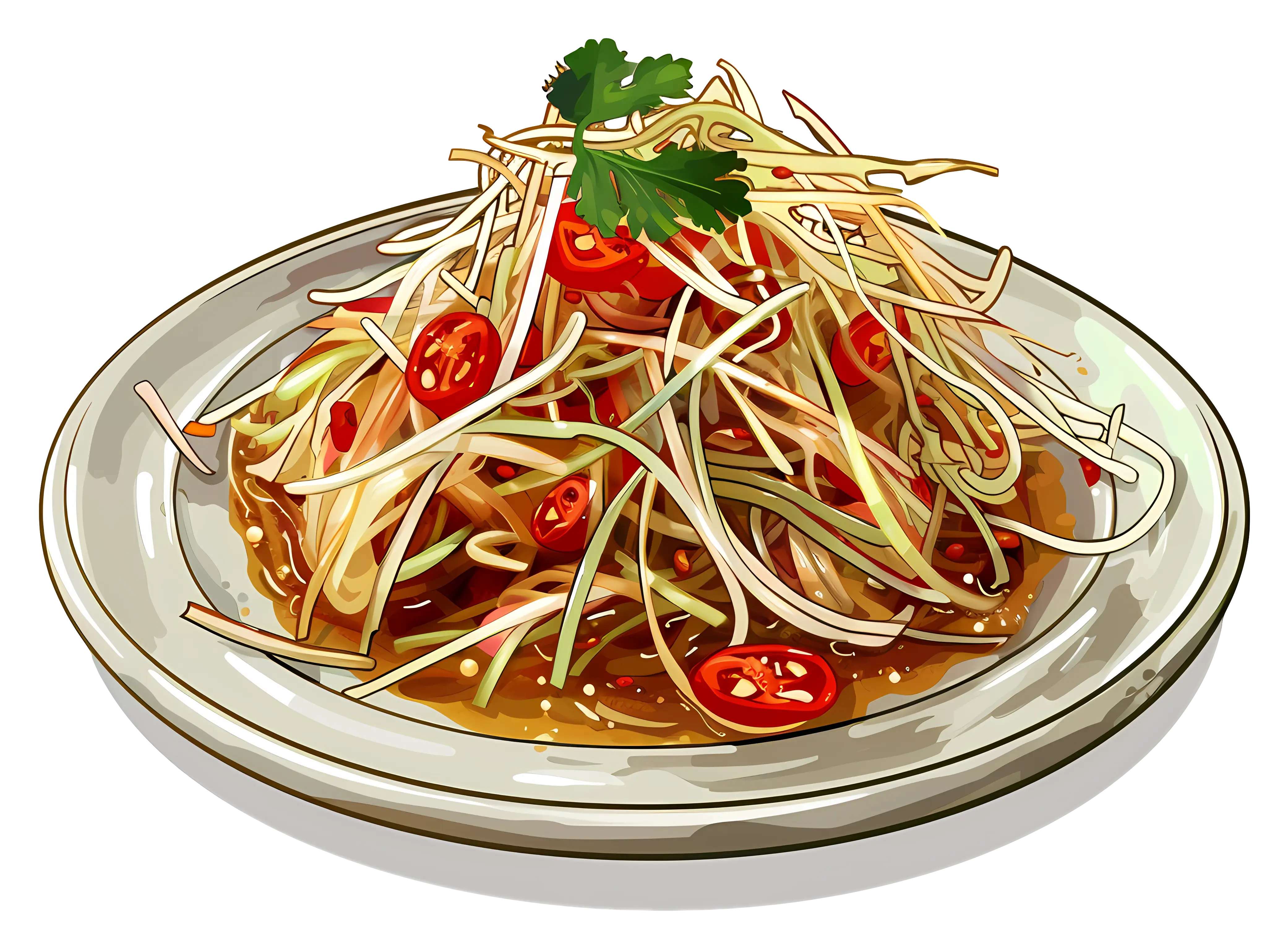 Spicy salad on plate