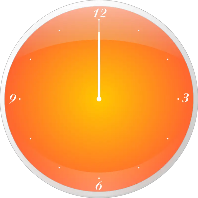 Orange Wall Clock Striking Midnight
