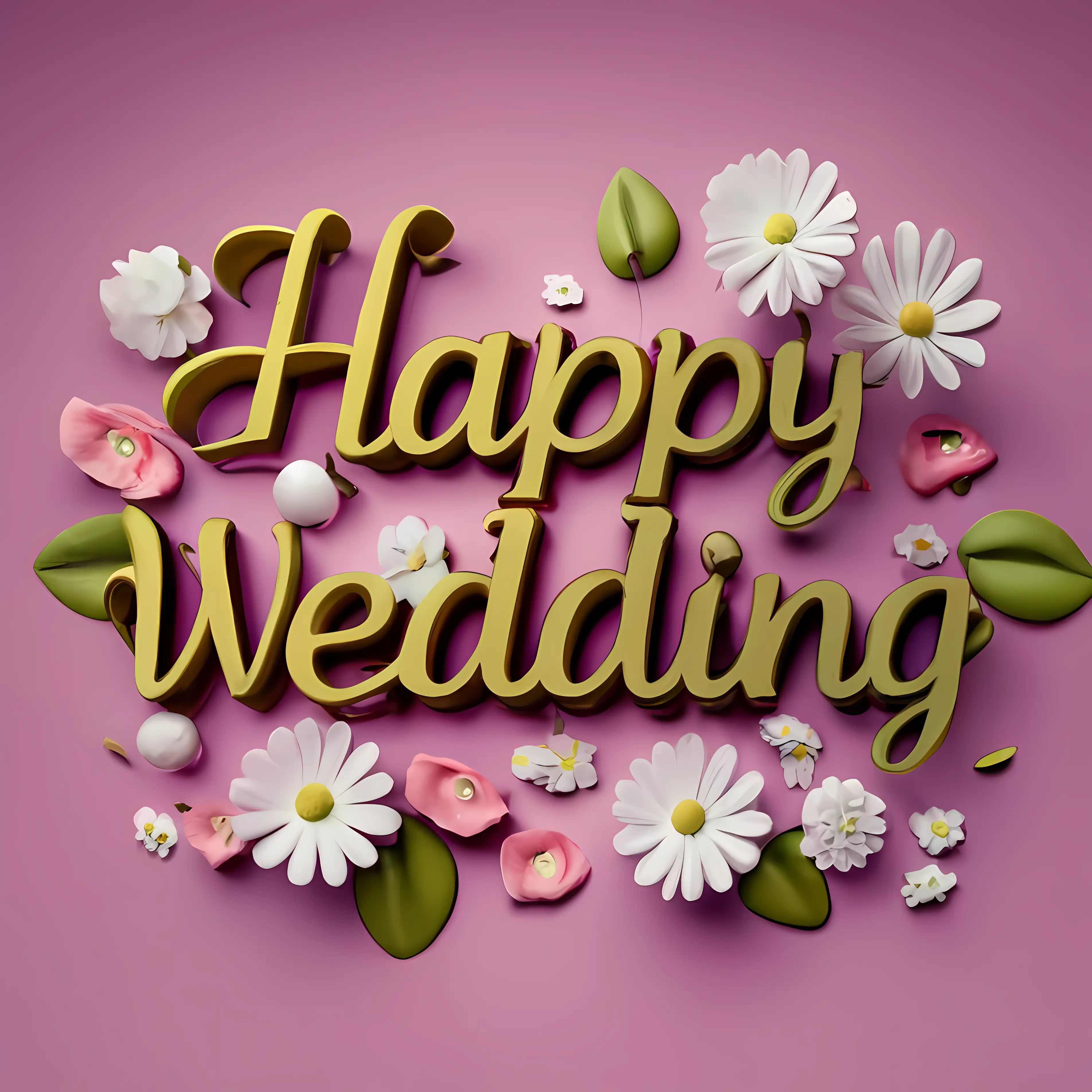 Happy Wedding with Flowers