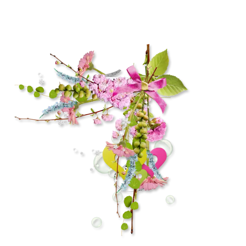 Spring Floral Decoration with Branches and Ribbons